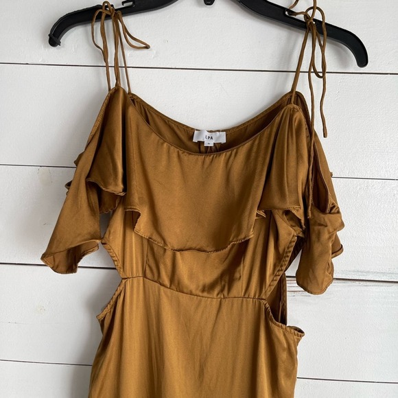 Rare! LPA [Revolve] 38 Cut Out Copper Silk Maxi Dress in Size Small - Picture 2 of 8